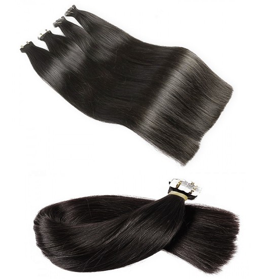 Premium 6A Tape Ins Hair Extensions #1B NATURAL BLACK Length 20 Premium 6A Tape Ins Hair Extensions #1B NATURAL BLACK Length 20
