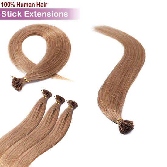 Stick Tip / I-Tip Pre-bonded Hair Extensions - #10 MEDIUM GOLDEN BROWN 50g Length 20"