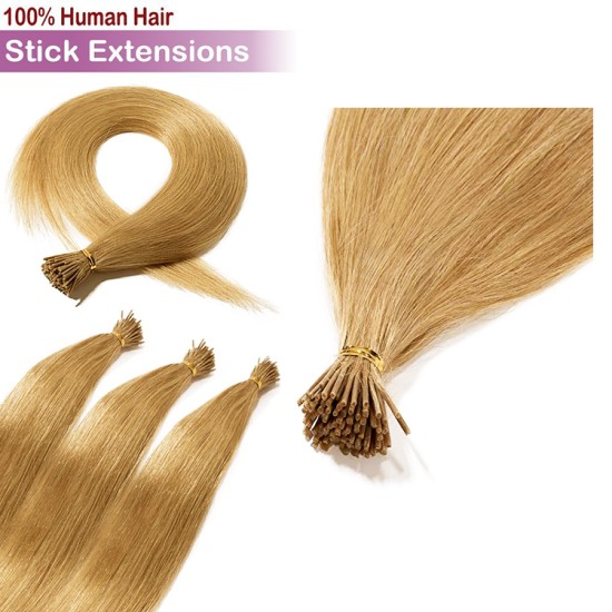 Stick Tip / I-Tip Pre-bonded Hair Extensions - #14 LIGHTEST GOLDEN BLONDE 50g Length 20" Stick Tip / I-Tip Pre-bonded Hair Extensions - #14 LIGHTEST GOLDEN BLONDE 50g Length 20"
