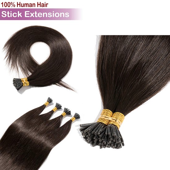 Stick Tip / I-Tip Pre-bonded Hair Extensions - #2 DARKEST BROWN 50g Length 20" Stick Tip / I-Tip Pre-bonded Hair Extensions - #2 DARKEST BROWN 50g Length 20"