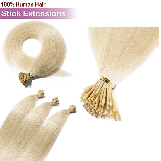 Stick Tip / I-Tip Pre-bonded Hair Extensions - #613 PEARL BLONDE 50g Length 20" Stick Tip / I-Tip Pre-bonded Hair Extensions - #613 PEARL BLONDE 50g Length 20"