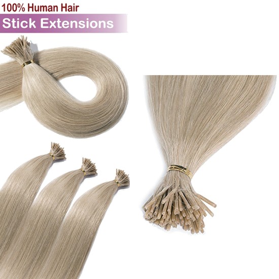 #18 ASH BLONDE Stick Tip/I-Tip Pre-bonded Hair Extensions 50g/qty 20"