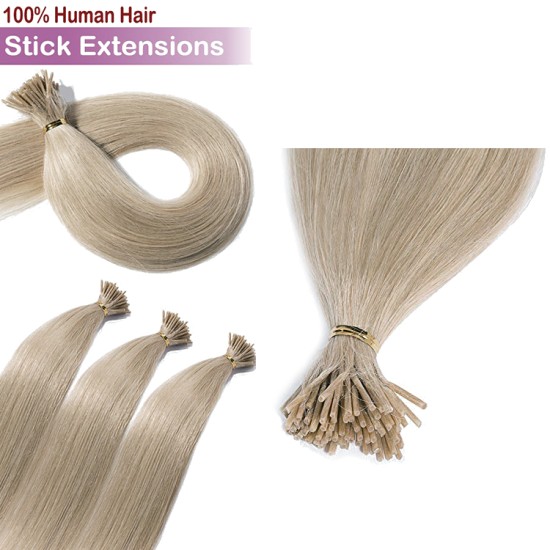 Stick Tip / I-Tip Pre-bonded Hair Extensions - #18 ASH BLONDE 50g Length 20" Stick Tip / I-Tip Pre-bonded Hair Extensions - #18 ASH BLONDE 50g Length 20"