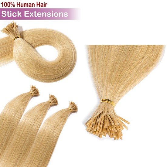 #22 BEACH BLONDE Stick Tip/I-Tip Pre-bonded Hair Extensions 50g/qty 20"