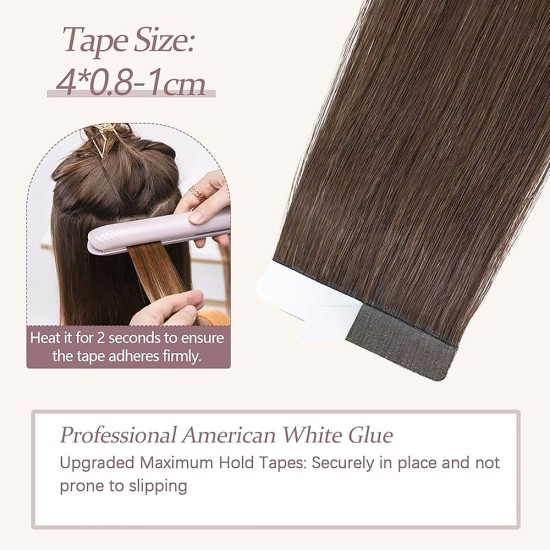 #1B NATURAL BLACK Tape-in Body Wave Hair Extensions 20pcs/qty 22"
