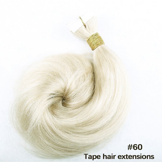 #60 PLATINUM BLONDE Tape-in Hair Extensions 20pcs/qty 20"/22"/24" 