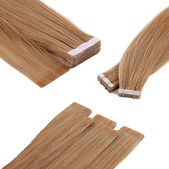 #10 MEDIUM GOLDEN BROWN Tape-in Hair Extensions 20pcs/qty 20"