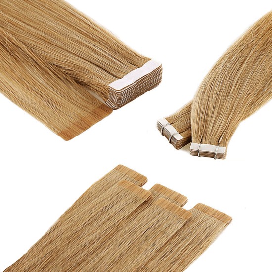 #12 LIGHT GOLDEN BROWN Tape-in European Hair Extensions 20pcs/qty