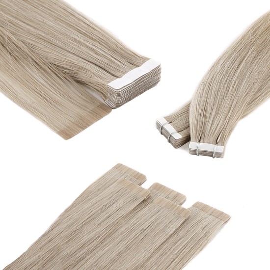 #18 ASH BLONDE SEAMLESS Tape Hair Extensions 20 PCs / Qty Lengths 20" Straight
