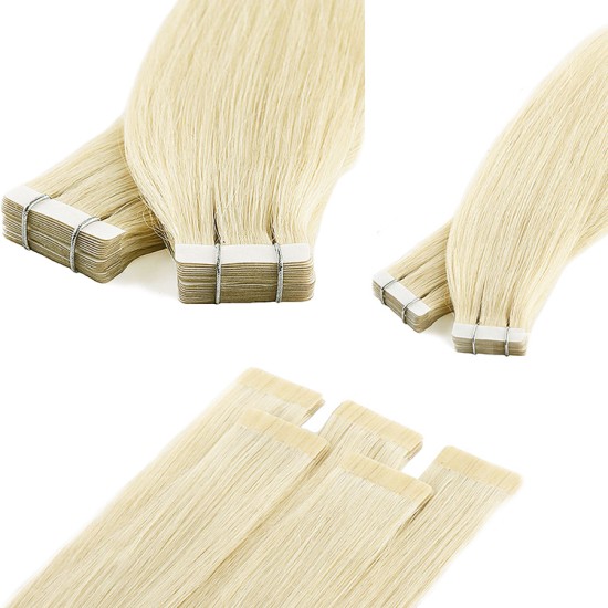 #613 PEARL BLONDE Tape Hair Extensions 20 PCs / QTY Lengths 20"/22"/24" Straight