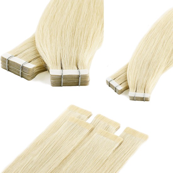 #613 PEARL BLONDE Tape Hair Extensions 20 PCs / QTY Lengths 20"/22"/24" Straight #613 PEARL BLONDE Tape Hair Extensions 20 PCs / QTY Lengths 20"/22"/24" Straight