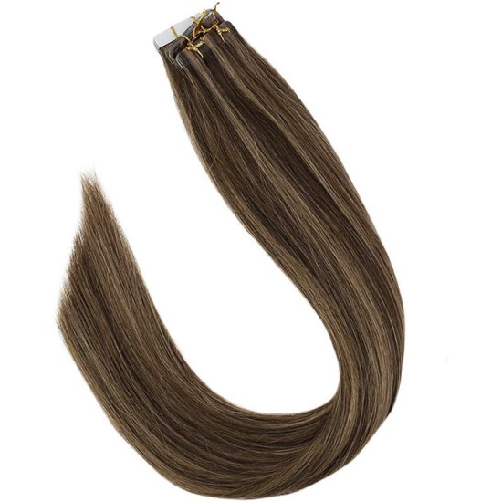 Highlight/Streak Tape Ins Hair #2 DARKEST BROWN / #8 ASH BROWN 20" - 20 PCs/qty Straight Highlight/Streak Tape Ins Hair #2 DARKEST BROWN / #8 ASH BROWN 20" - 20 PCs/qty Straight