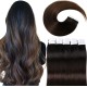 #1B/3 NATURAL BLACK/DARK BROWN Tape-in Ombre Hair Extensions 20pcs/qty 20"