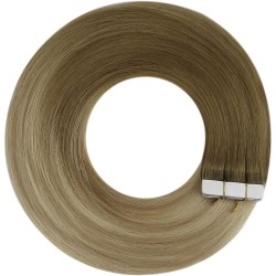 #8/60 ASH BROWN/PLATINUM BLONDE Tape-in Ombre Hair Extensions 20pcs/qty 20"