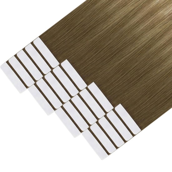 #8/60 ASH BROWN/PLATINUM BLONDE Tape-in Ombre Hair Extensions 20pcs/qty 20"