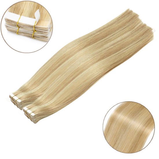 Highlight/Streak Tape Ins Hair #16 LIGHT HONEY BLONDE / #60 PLATINUM BLONDE 20" - 20 PCs/qty Straight Highlight/Streak Tape Ins Hair #16 LIGHT HONEY BLONDE / #60 PLATINUM BLONDE 20" - 20 PCs/qty Straight