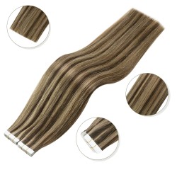#3/22 DARK BROWN/BEACH BLONDE Tape-in Highlights Hair Extensions 20pcs/qty 20"
