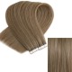 #8  ASH BROWN Tape Hair Extensions 20 PCs / QTY Lengths 20"/22"/24" 