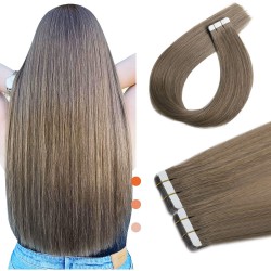 #8A SILVER ASH BROWN Tape-in Hair Extensions 20pcs/qty 20"
