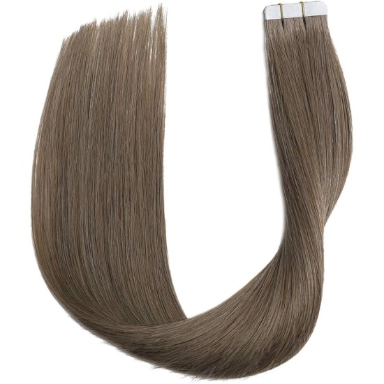 #8A SILVER ASH BROWN Tape-in European Hair Extensions 20pcs/qty 20"