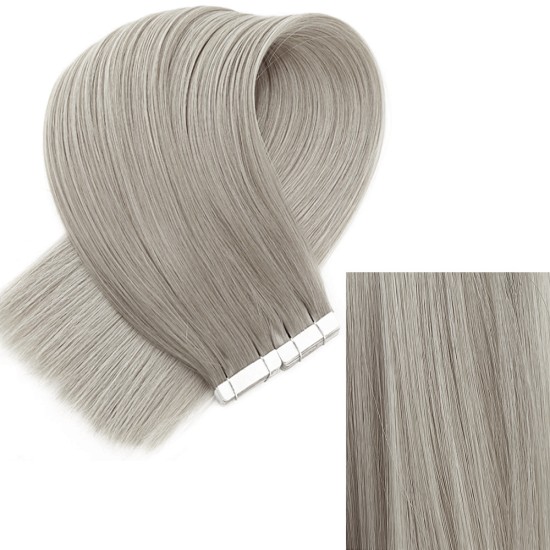 #101G STERLING SILVER GREY Tape Hair Extensions 20 PCs / QTY Lengths 20" Straight
