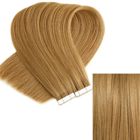 #12 LIGHT GOLDEN BROWN Tape-in Hair Extensions 20pcs/qty Lengths 20"/22"/24" 