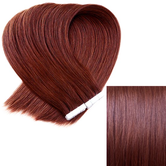 #33 DARK AUBURN Tape Hair Extensions 20 PCs / QTY Lengths 20" Straight #33 DARK AUBURN Tape Hair Extensions 20 PCs / QTY Lengths 20" Straight