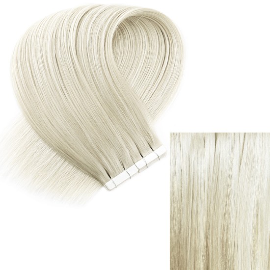 #614 White Blonde Tape-in Premium 6A Hair Extensions 10pcs/qty 20"