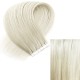 #614 White Blonde Tape Hair Extensions 10pcs Lengths 20" Straight 6A