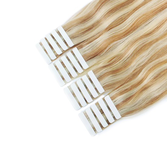 #12/60 LIGHT GOLDEN BROWN/PLATINUM BLONDE Tape-in Highlights Hair Extensions 20pcs/qty 20"