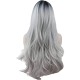 Ombre Synthetic Long Wave Heat Resistant Wig909 Black Rooted Silver Gray 130% High Density 22" Ombre Synthetic Long Wave Heat Resistant Wig909 Black Rooted Silver Gray 130% High Density 22"