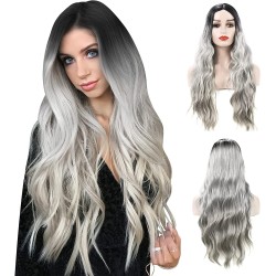 Full Head Wigs Style Straight Long Wigs with Synthetic Hair  Wigs808 28" Heat Resistant Cap On