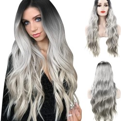 Full Head Wigs Style Straight Long Wigs with Synthetic Hair  Wigs808 28" Heat Resistant Cap On