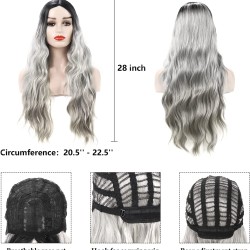 Full Head Wigs Style Straight Long Wigs with Synthetic Hair  Wigs808 28" Heat Resistant Cap On