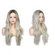 Ombre Color Silky Straight Wig707 Cap Synthetic Hair Heat Resistant Length 26" Black and Blonde