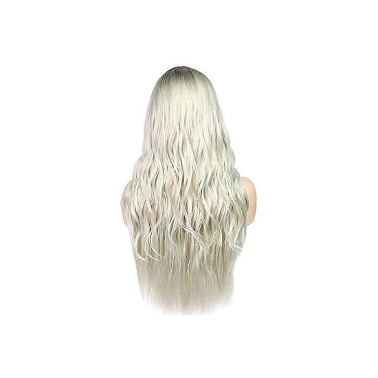 Ombre Color Silky Straight Wig707 Cap Synthetic Hair Heat Resistant Length 26" Black and Blonde