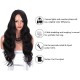Long Wavy Wigs Natural Black Color Body Wave Right Side Parting Heat Resistant Fiber 28 Inches Wig606