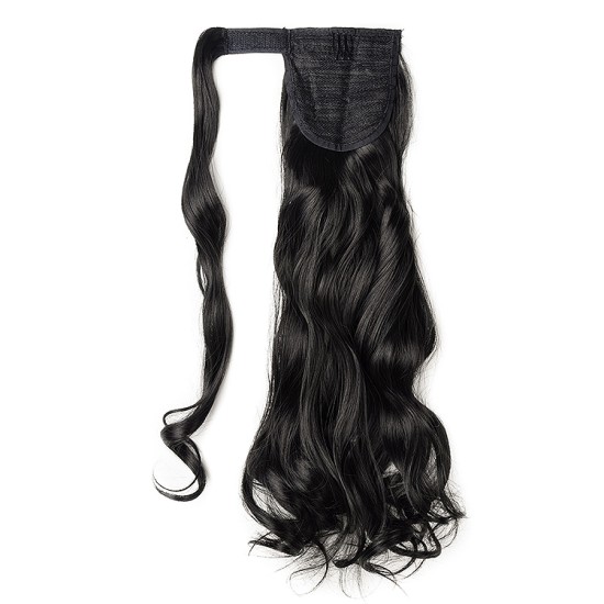 #1 Jet Black Clip In Remy Human Hair Ponytail Wrap Extensions 20" & 22" 100 grams