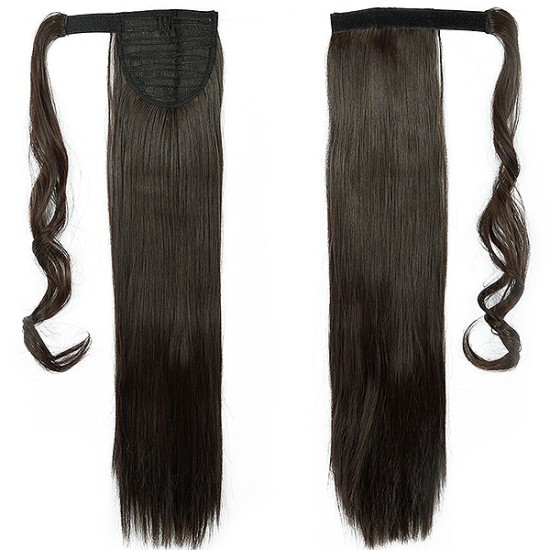 #1B NATURAL BLACK Clip In Remy Human Hair Ponytail Wrap Extensions 20" & 22" 100 grams