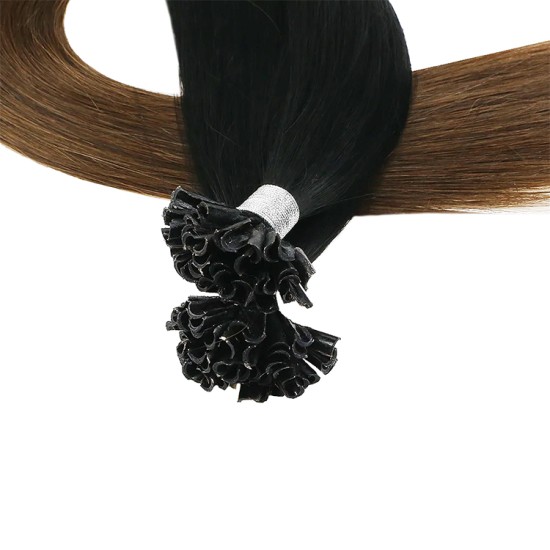 #1B/3 NATURAL BLACK/DARKBROWN U-tip Ombre Pre-bonded Fusion Hair Extensions 50g/qty 20"