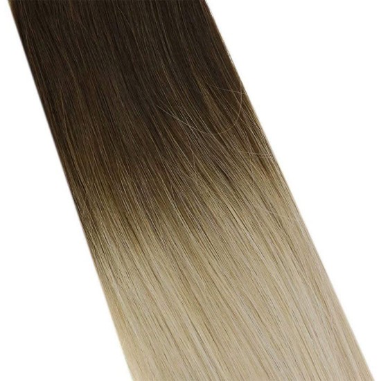 OMBRE - #2 DARKEST BROWN / #18 ASH BLONDE HAIR 20 PCS/QTY LENGTH 20 INCHES (TAPE-INS)