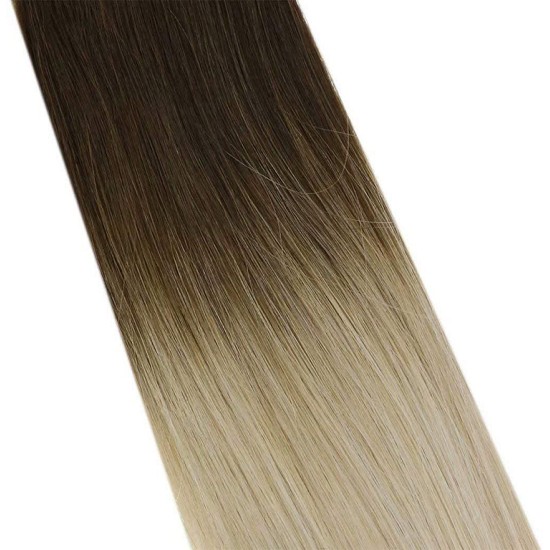 #2/18 DARKEST BROWN/ASH BLONDE U-tip Ombre Pre-bonded Fusion Hair Extensions 50g/qty 20"