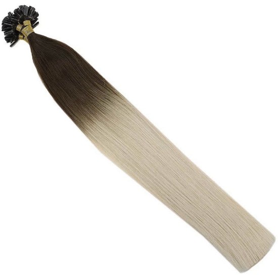 Ombre - #2 DARKEST BROWN / #18 ASH BLONDE Hair Length 20" - 50 Grams (Fusion U-tip)