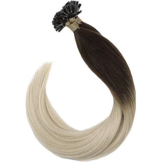 Ombre - #2 DARKEST BROWN / #18 ASH BLONDE Hair Length 20" - 50 Grams (Fusion U-tip) Ombre - #2 DARKEST BROWN / #18 ASH BLONDE Hair Length 20" - 50 Grams (Fusion U-tip)