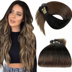 #2/8 DARKEST BROWN/ASH BROWN U-tip Ombre Pre-bonded Fusion Hair Extensions 50g/qty 20"