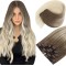 #8/60 ASH BROWN/PLATINUM BLONDE Clip-in Ombre Hair Extensions 120g 20" 
