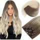 #8/60 ASH BROWN/PLATINUM BLONDE Clip-in Ombre Hair Extensions 120g 20" 