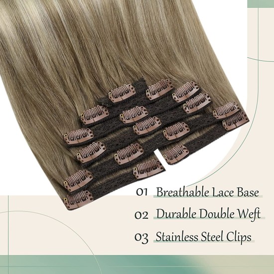 Clip Hair Ombre Color #8 Ash Brown/#60 Platinum Blonde 120 Grams/ 18" 