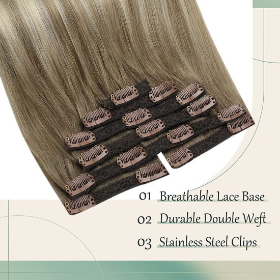 #8/60 ASH BROWN/PLATINUM BLONDE Clip-in Ombre Hair Extensions 120g 20" #8/60 ASH BROWN/PLATINUM BLONDE Clip-in Ombre Hair Extensions 120g 20"