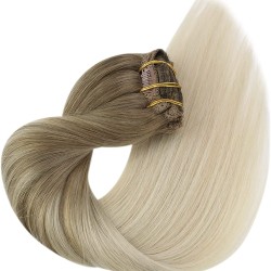 #8/60 ASH BROWN/PLATINUM BLONDE Clip-in Ombre Hair Extensions 120g 20" 